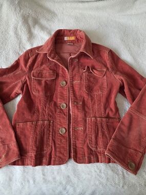 Tulle Corduroy Button Front Jacket